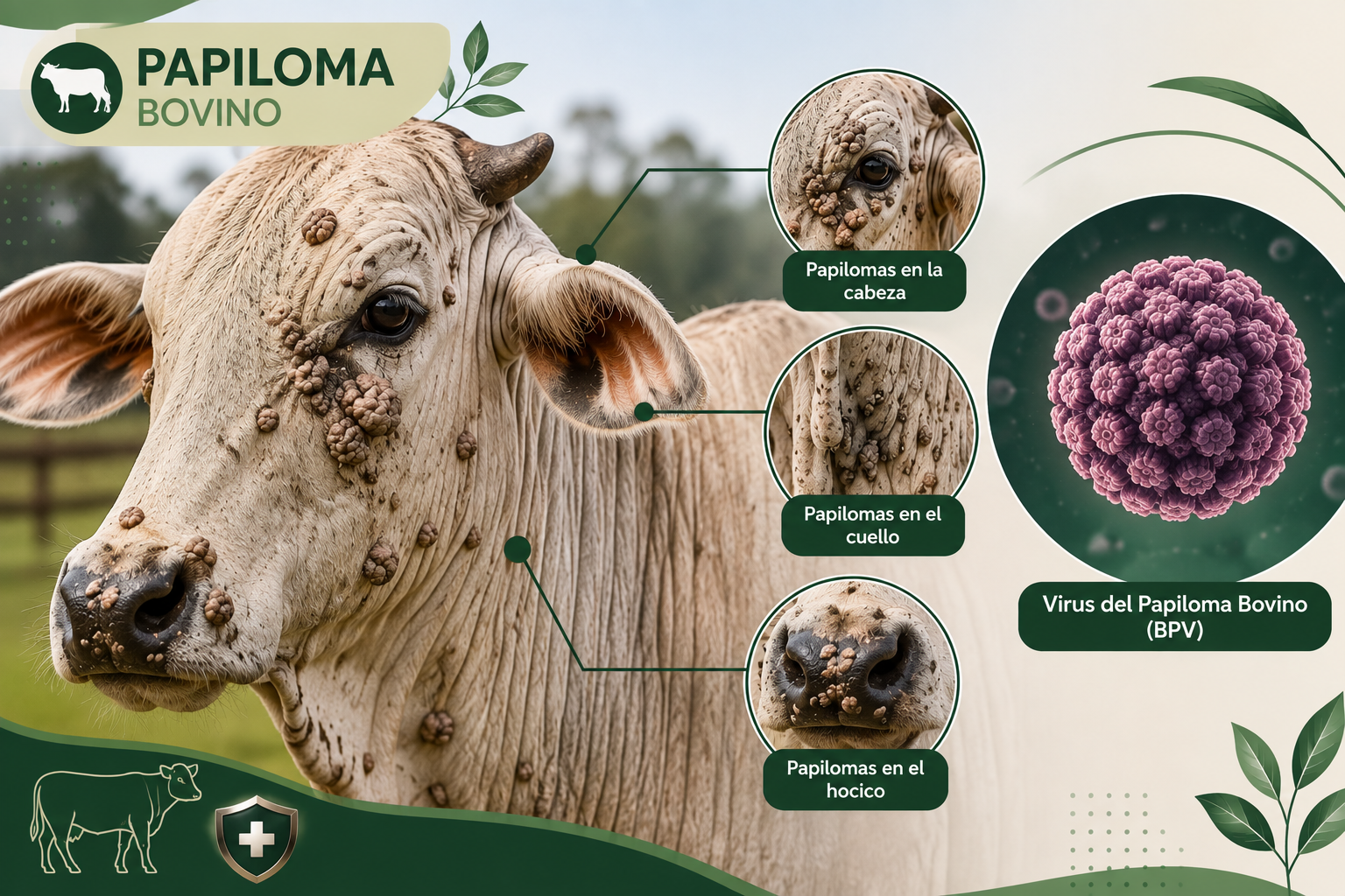 Toro afectado por el virus del papiloma 
