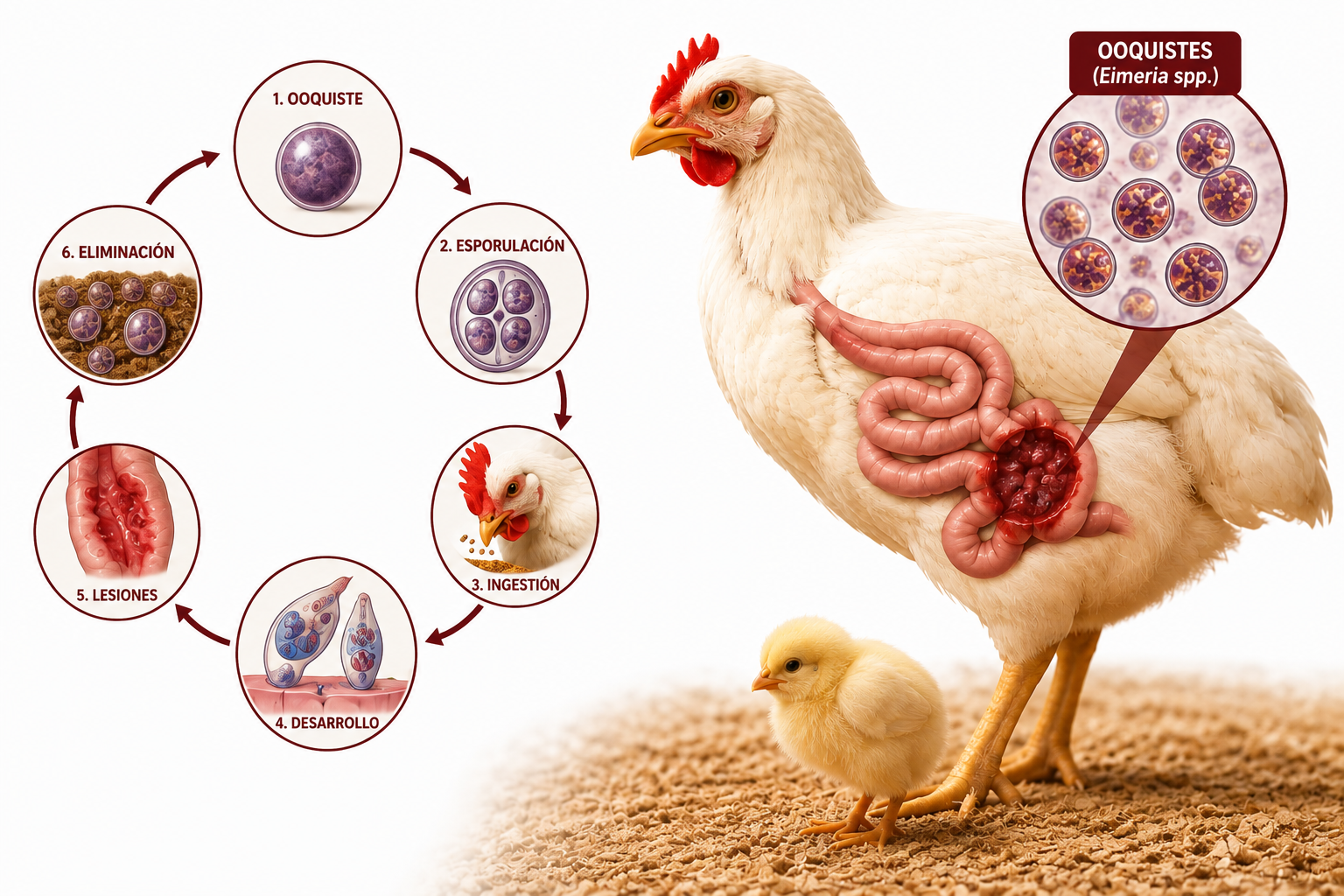Ave con sintomas de Coccidiosis 